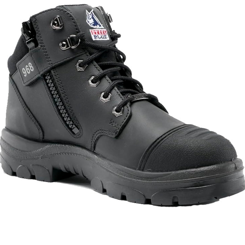 Steel Blue Black Men’s Safety Work Boot with Side Zip